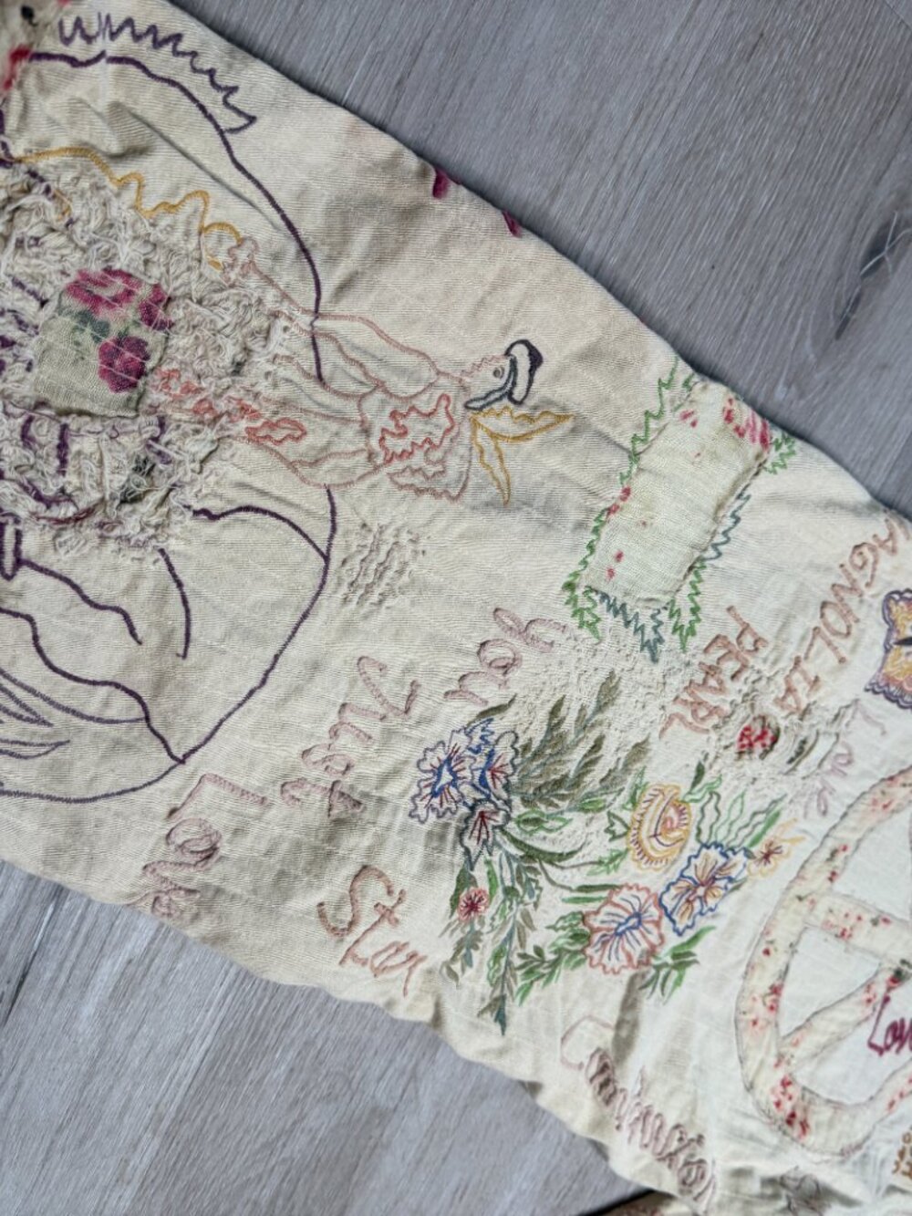 Magnolia Pearl You Just Love Miner Denims Rare Embroidered Patchwork Peace Love - Picture 7 of 10